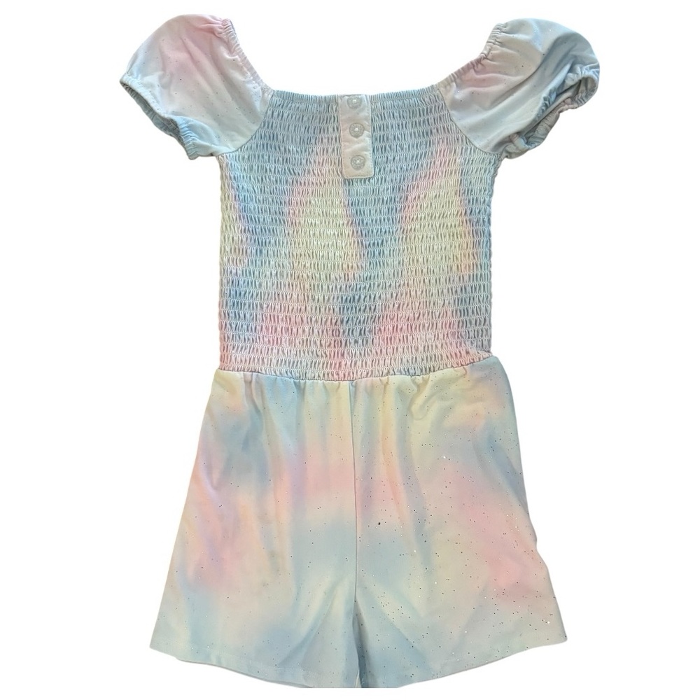btween Pastel Rainbow Tie-Dye Girls Casual Stylish Romper Size 6